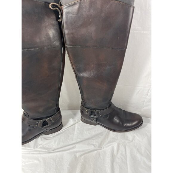 FRYE Melissa Harness Inside Zip Tall Brown Leather Boots Sz 6 B 76929 $438 - Picture 14 of 16